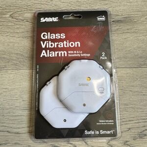 SABRE Home Series Glass Vibration Alarm‎ 2 Pack White HS-GA2 115dB Wireless NIP